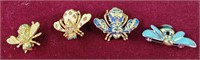 2 small bee pins and 2 Joan Rivers brooches