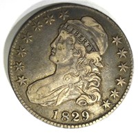 1829/7 CAPPED BUST HALF DOLLAR, XF/AU