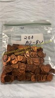 20 0ct AU-BU Wheat Pennies