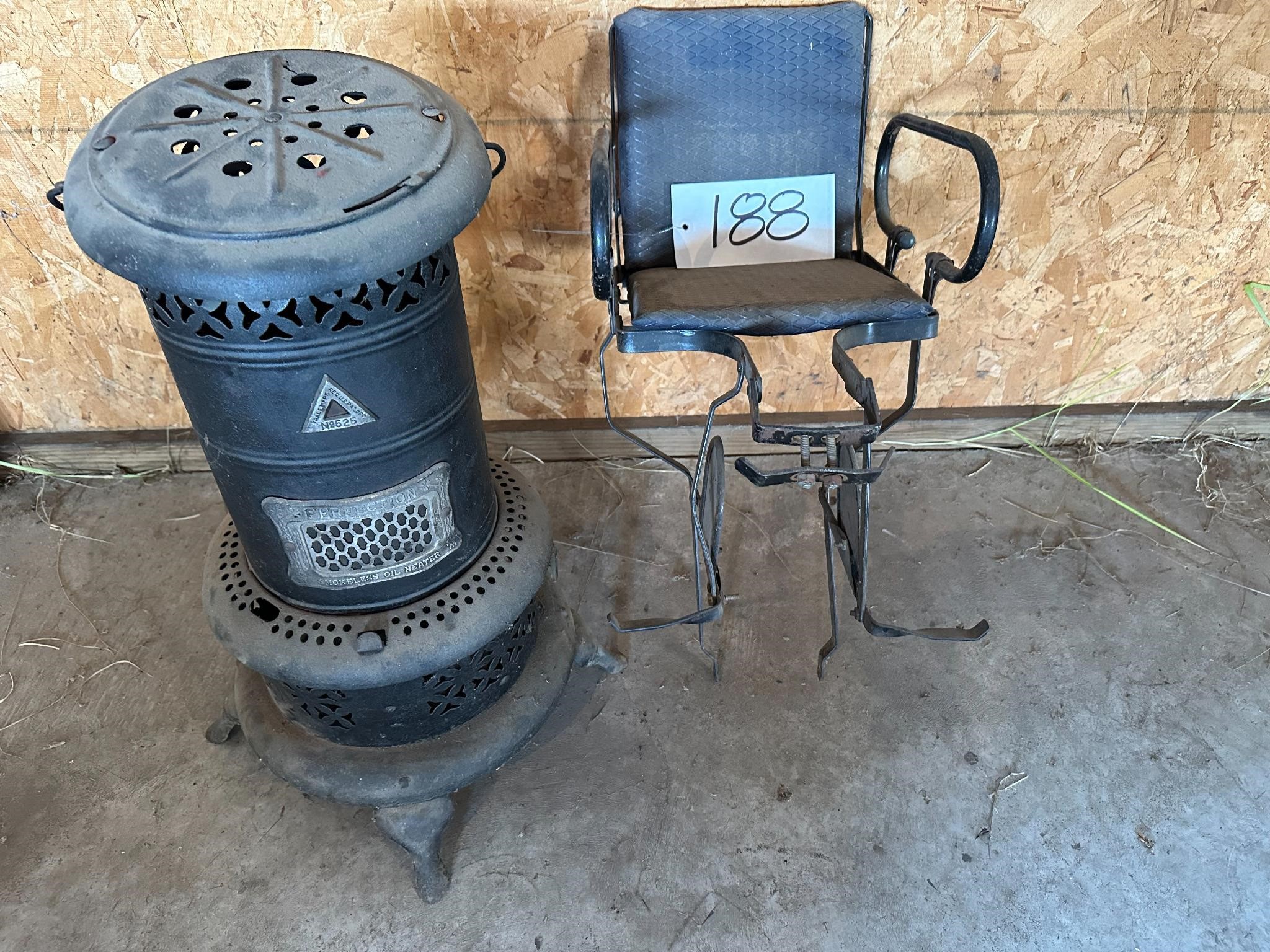 Perfection smokeless oil heater/Child's bike seat