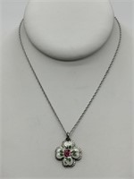 Sterling Silver 4-Way Cloisonne Necklace