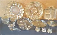Fancy Clear Glassware; egg plate, 3 divided