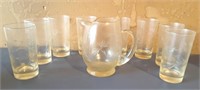 Clear Glass Etched Set of 8 Matching Drinking