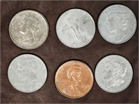 (6) Vintage 3in Large Replica Coins / Coasters