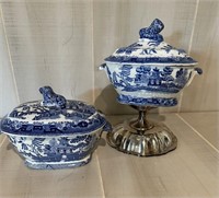 Small Blue Willow Soup Tureens (qty. 2)
