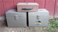 3 Metal Lock Boxes (Fire Box w/Key)