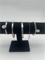 5 Assorted Bracelets - 925 Chain & Bangles -