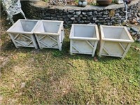 Lot of four wooden box planters