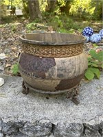 Small metal garden decor pot