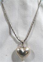 STERLING PUFFY HEART PENDANT NECKLACE