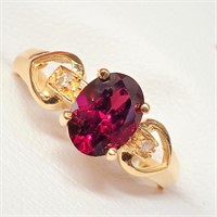 Certified 10K  Grape Garnet(1.2ct) Diamond(0.03ct)