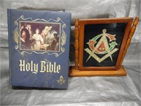 Masonic Bible 1964 & Plaque