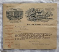 Oct. 1904 Receipt "Dorsey Printing Co" Dallas TX