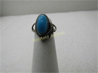 Vintage Southwestern Sterling Turquoise Ring, Sz.