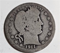 1911 D Barber Quarter -$13 CPG