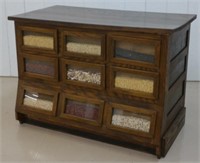 Antique 9 Bin Oak Sherer Seed Cabinet