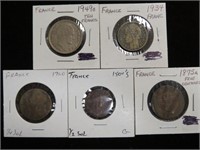 (5) FRANCE COINS VARIOUS DATES & TYPES