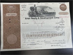 Arlen realty & development corp. stock