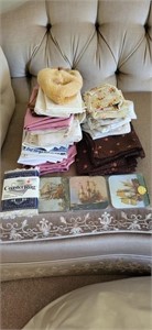 Group of linens and coasters