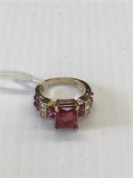Sterling SilverRing w/gold overaly w/rub? CZ