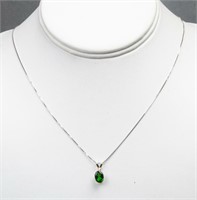 Silver 1.50ct, Oval Chrome Diopside Necklace