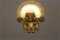 24K GP Pre-Columbian Shaman Repro Brooch/Pend.