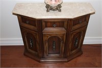 Wooden Cabinet with Marble Top 34x12x28H