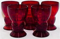4 New Martinsville Moondrops Red Flat Tumblers