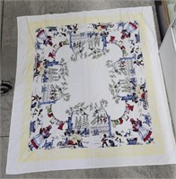 Vintage Black Americana tablecloth - aprx 46x50 -