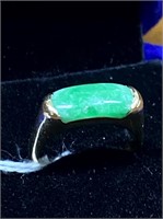 14KT Y/GOLD 1CT GREEN JADE SOLITAIRE RING