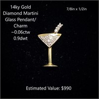14kt Diamond Martini Glass Pendant/Charm