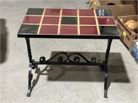 SMALL TILED WROUGHT IRON TABLE (HEAVY)