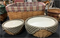 Longaberger Small Wash Day Basket, Plastic Bowls.