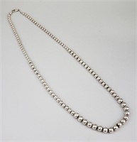 Sterling Silver Italian Beaded Necklace.