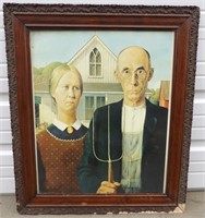 American Gothic Print in Old Frame