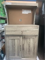 Grey Microwave Cart with Double Door Cabinet