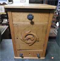 Antique Tiger Oak two drawer one door storage