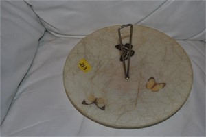 Plastic serving tray with butterfly decor