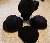 Set of 4 Black Hats