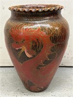 Pottery Floor Vase Dragon Design