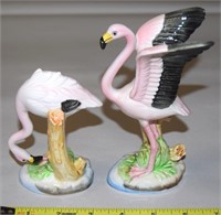 Pair Vtg Norcrest Pottery Flamingo Figures 6.25t