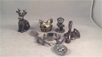 Group of pewter and possibly brass