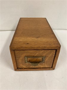 Wooden index drawer.
