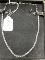 STERLING 9.60CT DIAMOND AND LAB SAPPHIRE NECKLACE