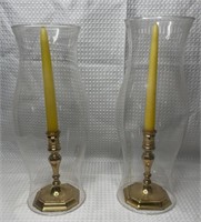 Baldwin Solid Brass Candlestick Holders w/ Glass