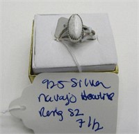 .925 Silver Navajo Howlite Ring Sz 7.5