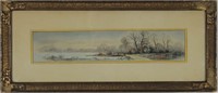 Framed Landscape Aquatint 19th Century