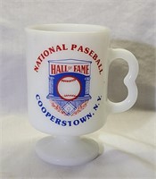 Vintage Baseball Hall Of Fame Milk Glass Cup