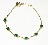 ART DECO 1CT EMERALD CZ STERLING BRACELET