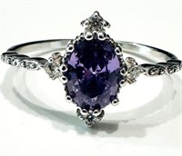 BEAUTIFUL MARQUIS 1CT AMETHYST STERLING RING